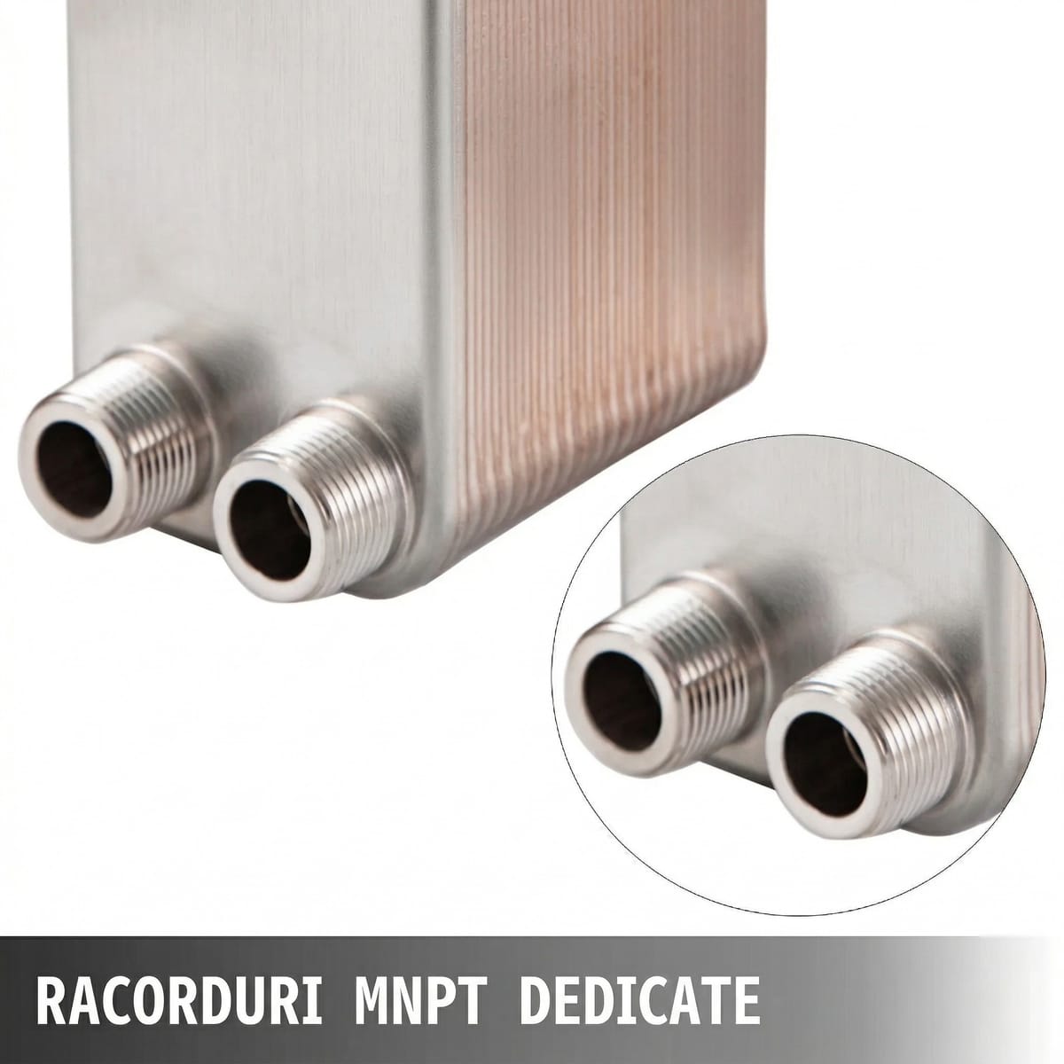 Schimbator de Caldura Placi Inox 316L, 40 Placi, Conexiuni 3/4” MNPT, Compact