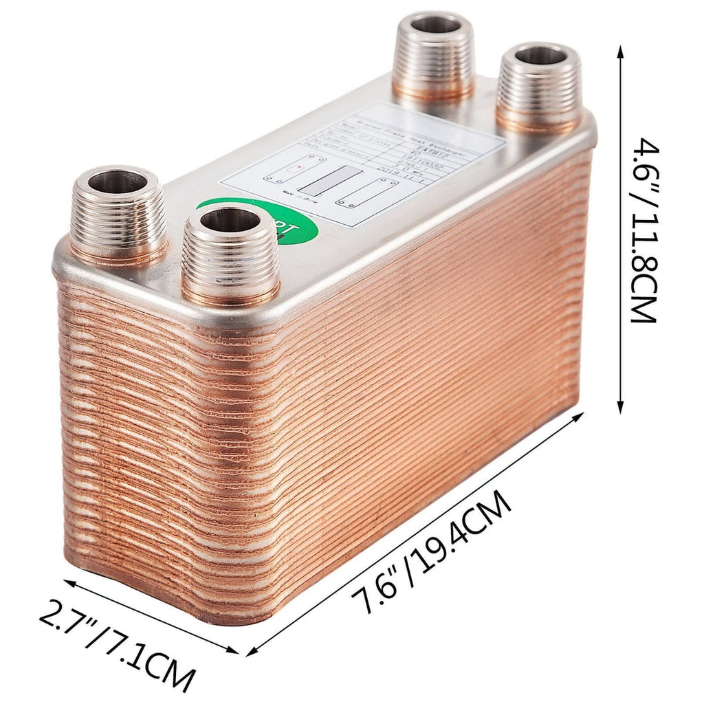 Schimbator de Caldura Placi Inox 316L, 40 Placi, Conexiuni 3/4” MNPT, Compact