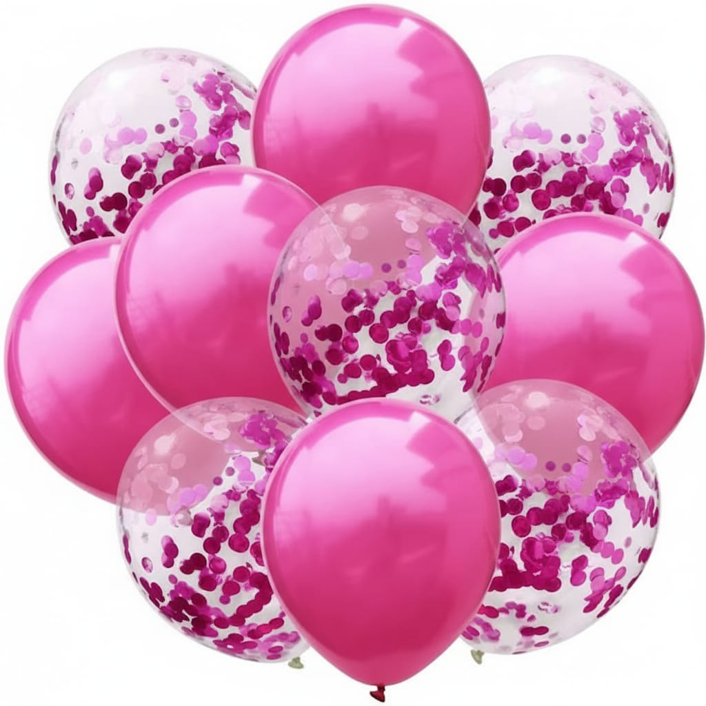 Set 10 Baloane din Latex, Flippy, Model Party Confetti, 5 x Confetti, 5 x Roz