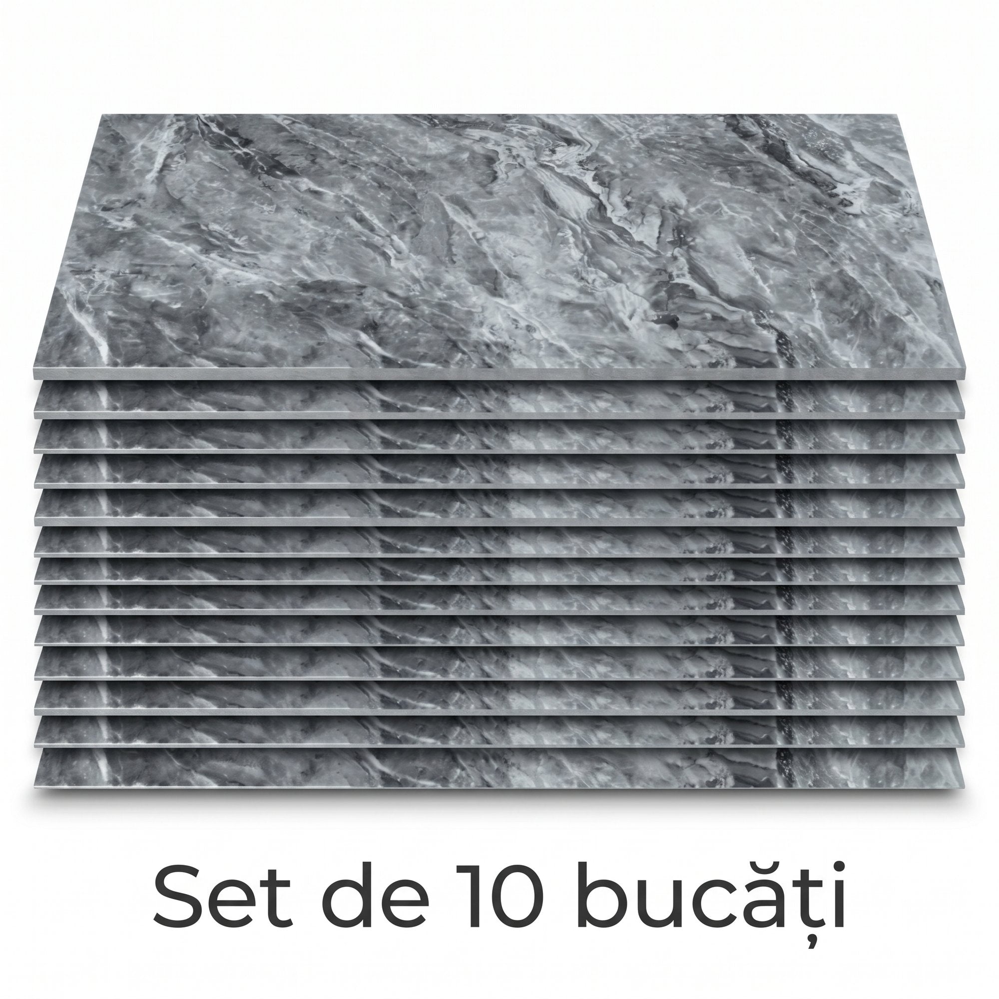 Set 10 Placi Autoadezive Imitatie Marmura pentru Baie si Bucatarie, 30x60 cm, 2mm