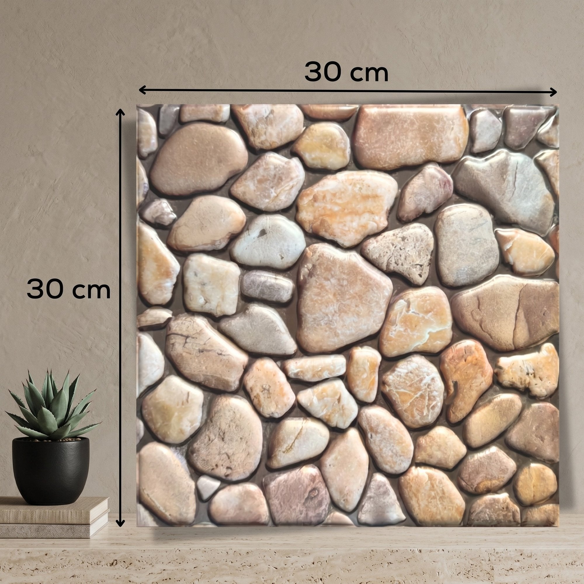 Set 10 Placi Decorative 3D Autoadezive, Imitatie Piatra Maro, 30x30 cm, Grosime 3 mm