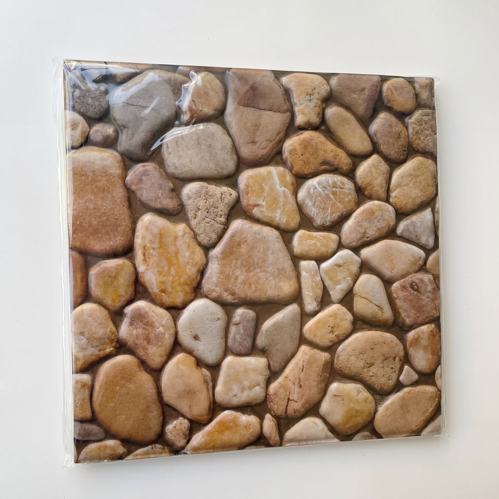 Set 10 Placi Decorative 3D Autoadezive, Imitatie Piatra Maro, 30x30 cm, Grosime 3 mm