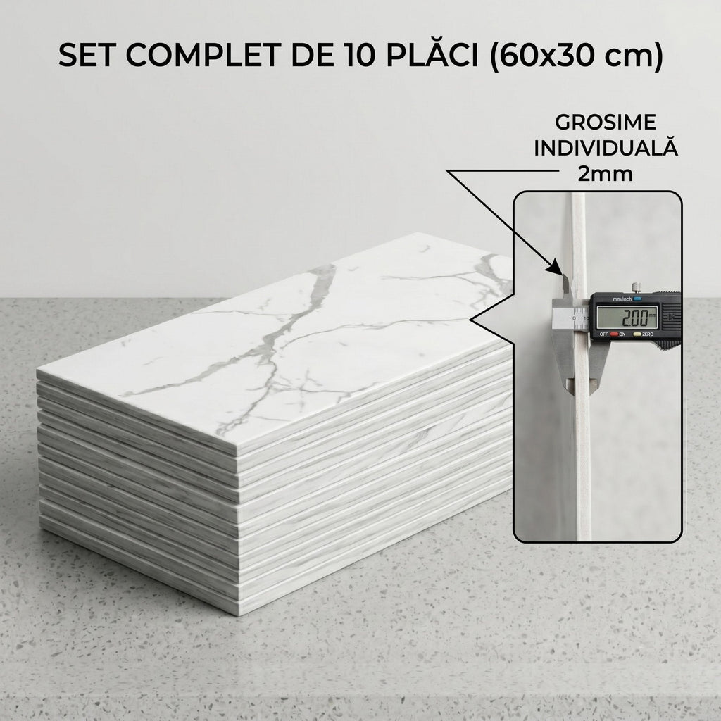 Set 10 x Placi Decorative Imitatie Marmura, Grosime 2mm