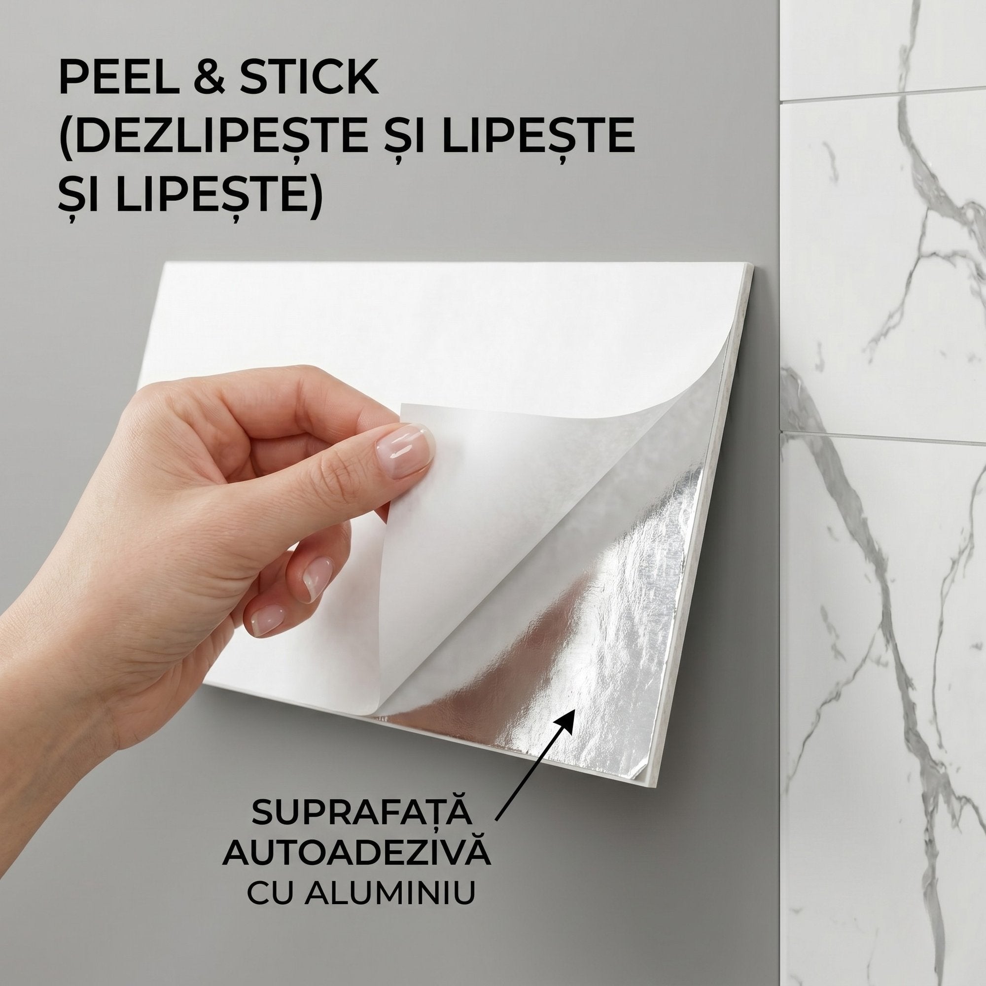 Set 10 x Placi Decorative Imitatie Marmura, Grosime 2mm