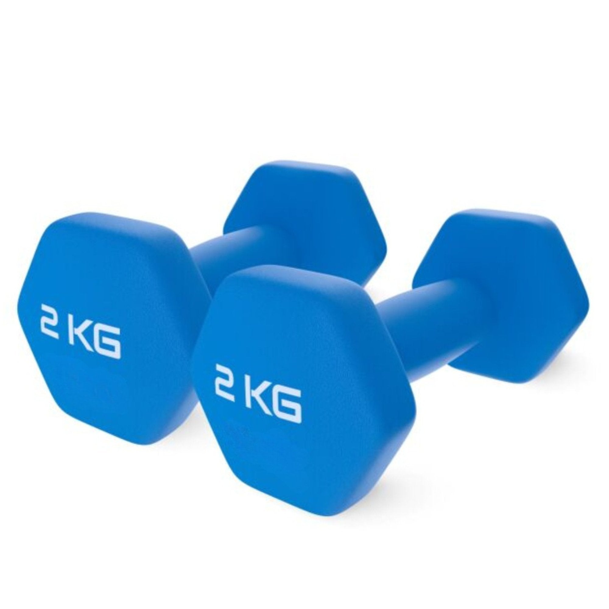 Set 2 Gantere Fitness din Fonta si Vinil, 2 x 2 kg, Albastru