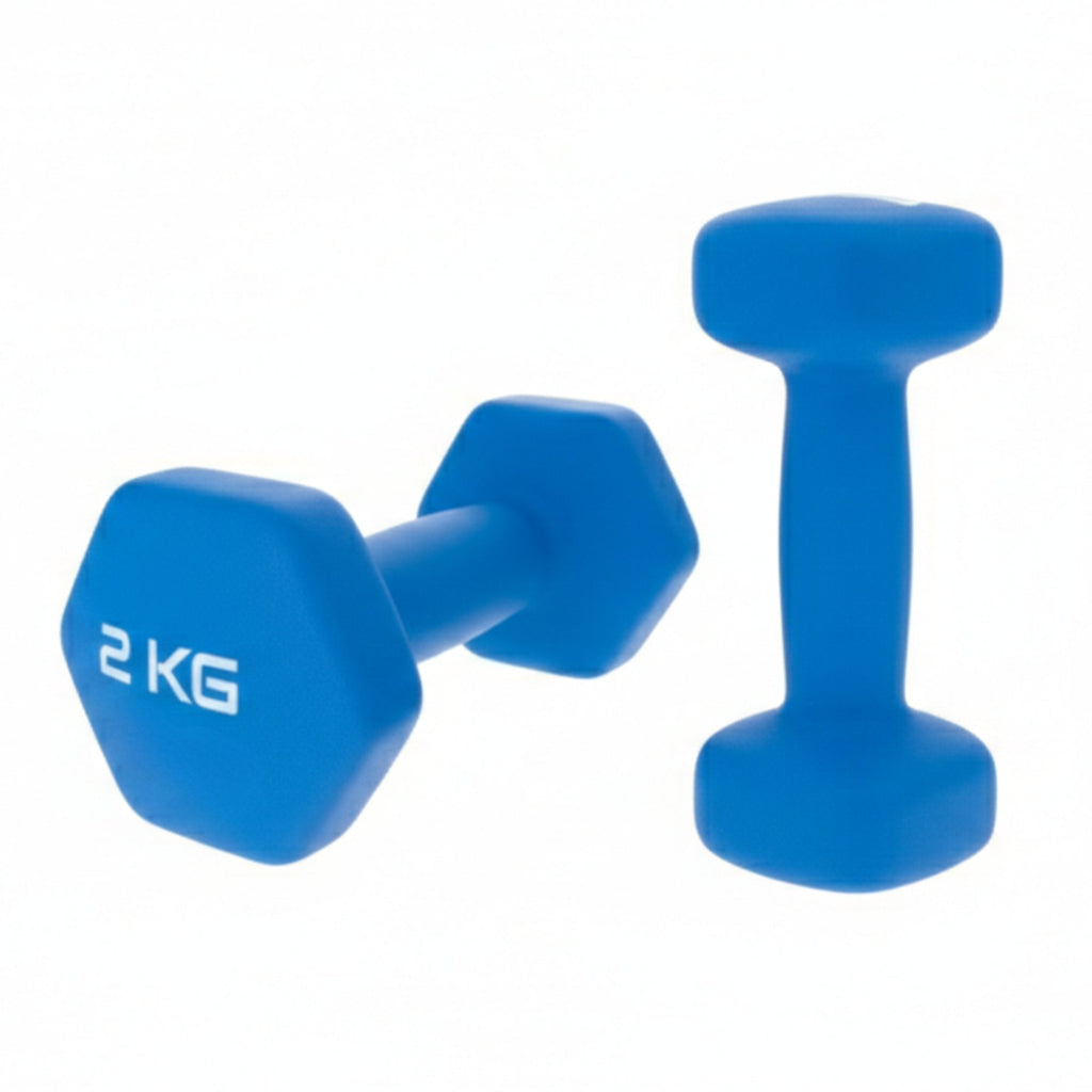 Set 2 Gantere Fitness din Fonta si Vinil, 2 x 2 kg, Albastru