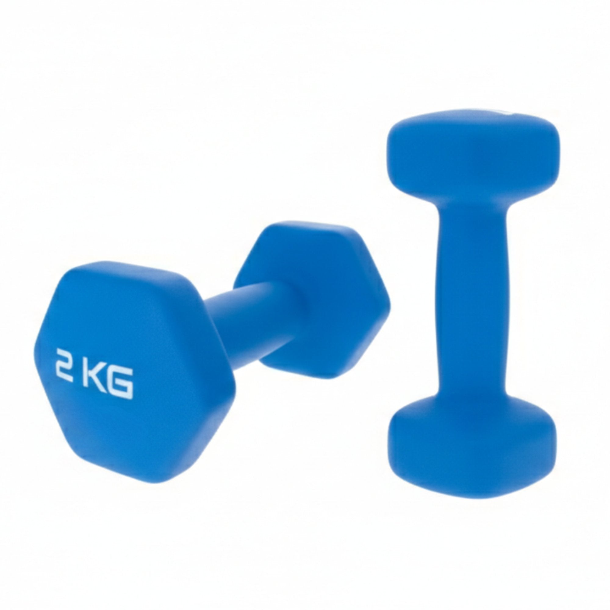 Set 2 Gantere Fitness din Fonta si Vinil, 2 x 2 kg, Albastru