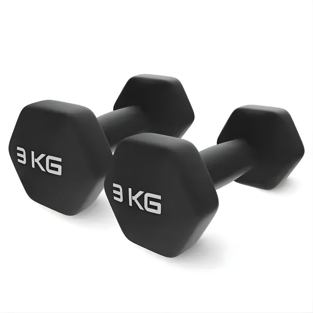 Set 2 Gantere Fitness din Fonta si Vinil – 2 x 3 kg, Negru