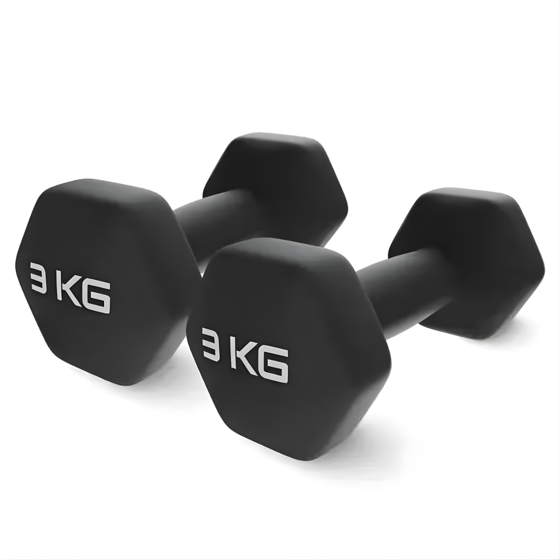 Set 2 Gantere Fitness din Fonta si Vinil – 2 x 3 kg, Negru