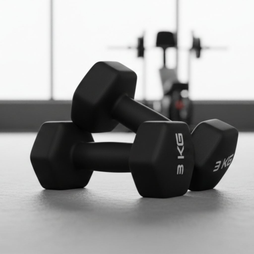 Set 2 Gantere Fitness din Fonta si Vinil – 2 x 3 kg, Negru