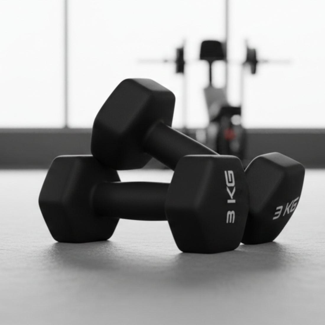 Set 2 Gantere Fitness din Fonta si Vinil – 2 x 3 kg, Negru