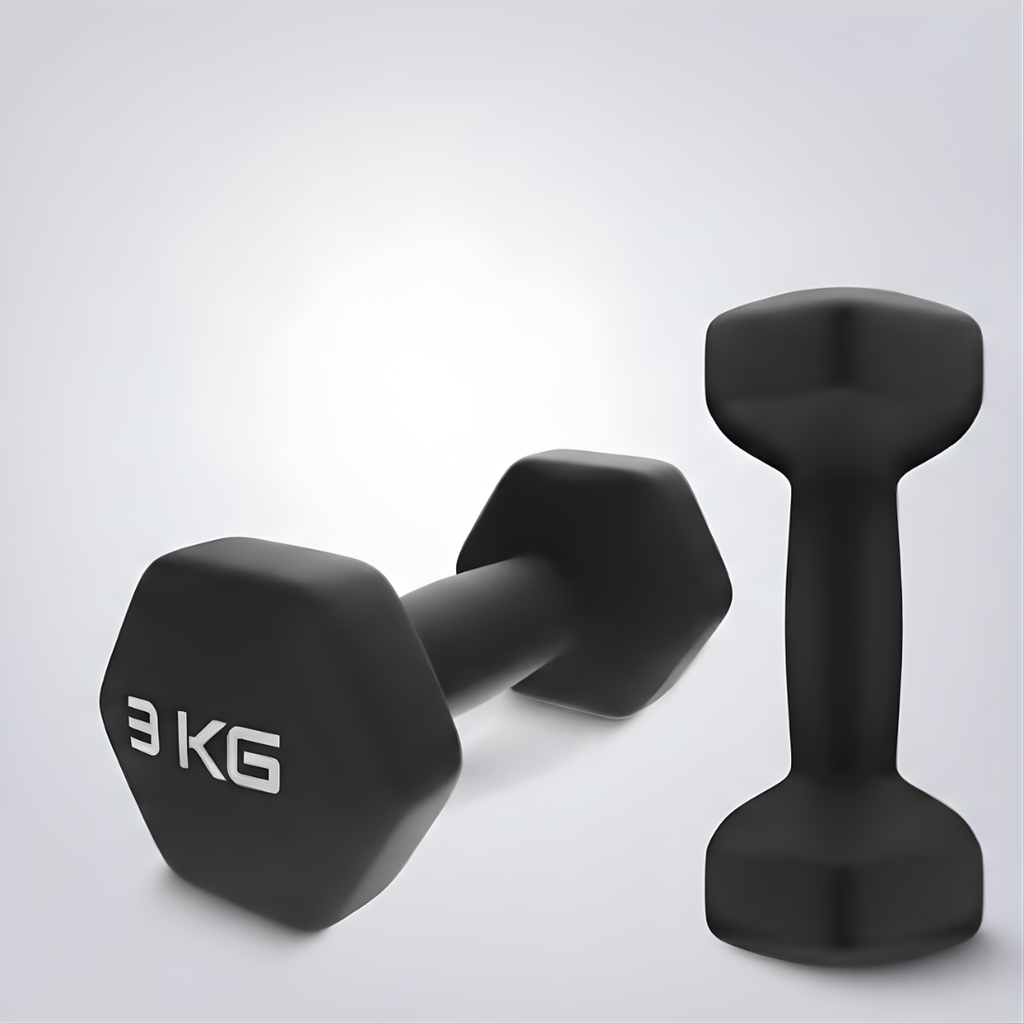 Set 2 Gantere Fitness din Fonta si Vinil – 2 x 3 kg, Negru