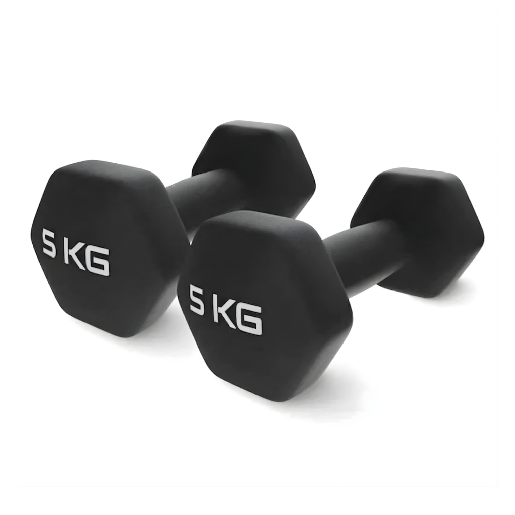 Set 2 Gantere Fitness din Fonta si Vinil – 2 x 5 kg, Negru