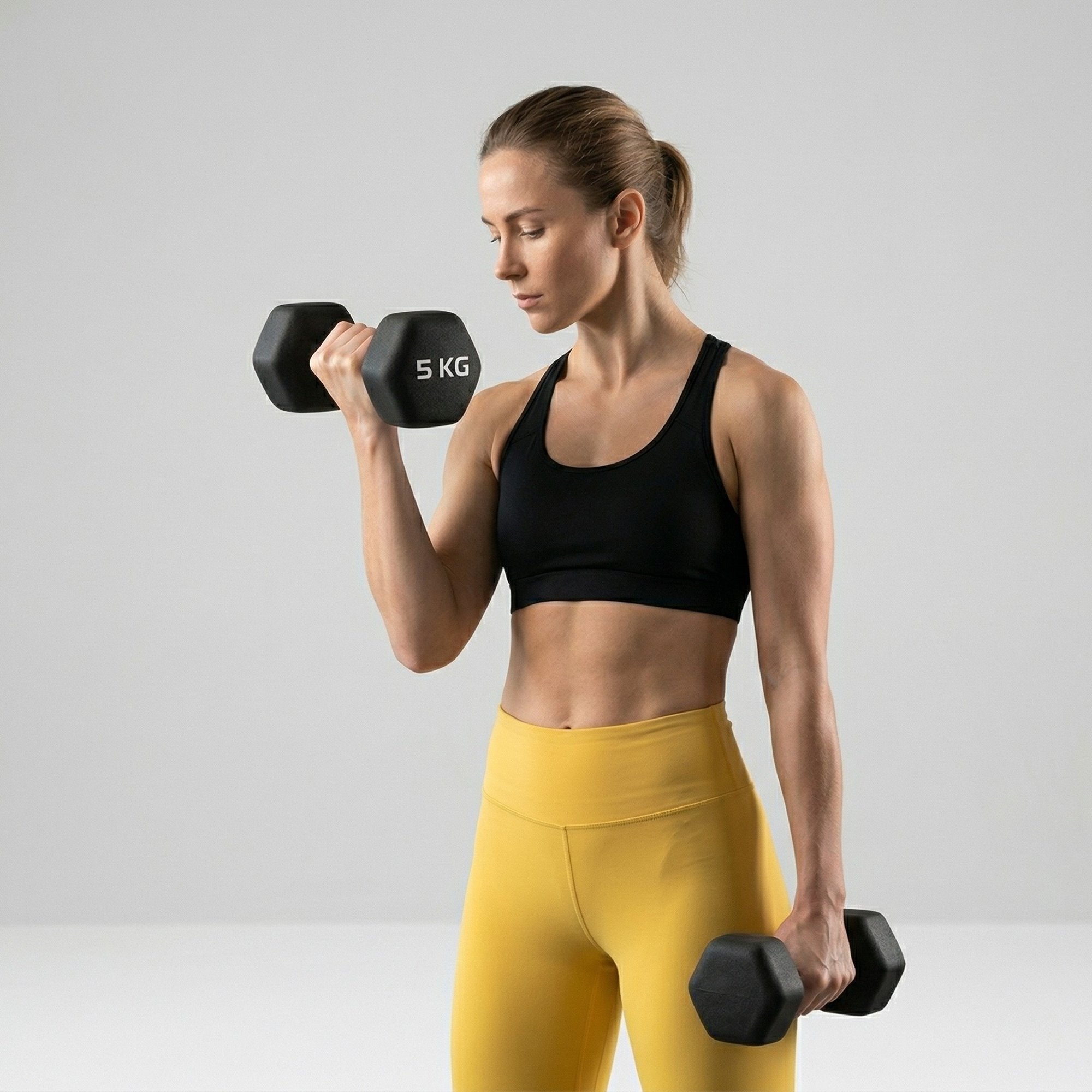 Set 2 Gantere Fitness din Fonta si Vinil – 2 x 5 kg, Negru