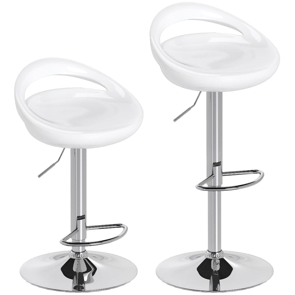 Set 2 Scaune de Bar Rotative ABS Alb, Reglabile 76-96 cm, Stabilitate si Confort