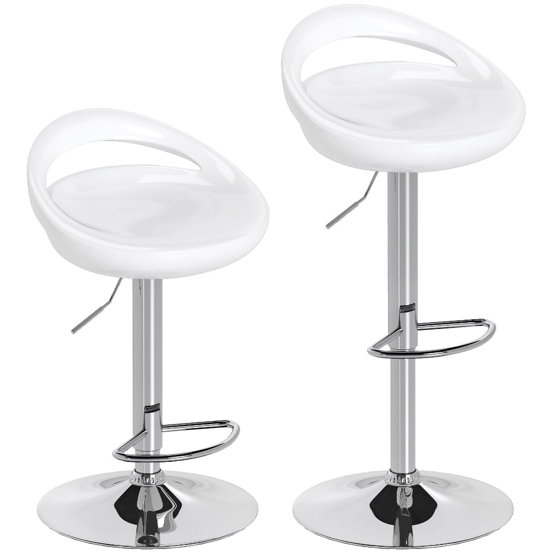 Set 2 Scaune de Bar Rotative ABS Alb, Reglabile 76-96 cm, Stabilitate si Confort