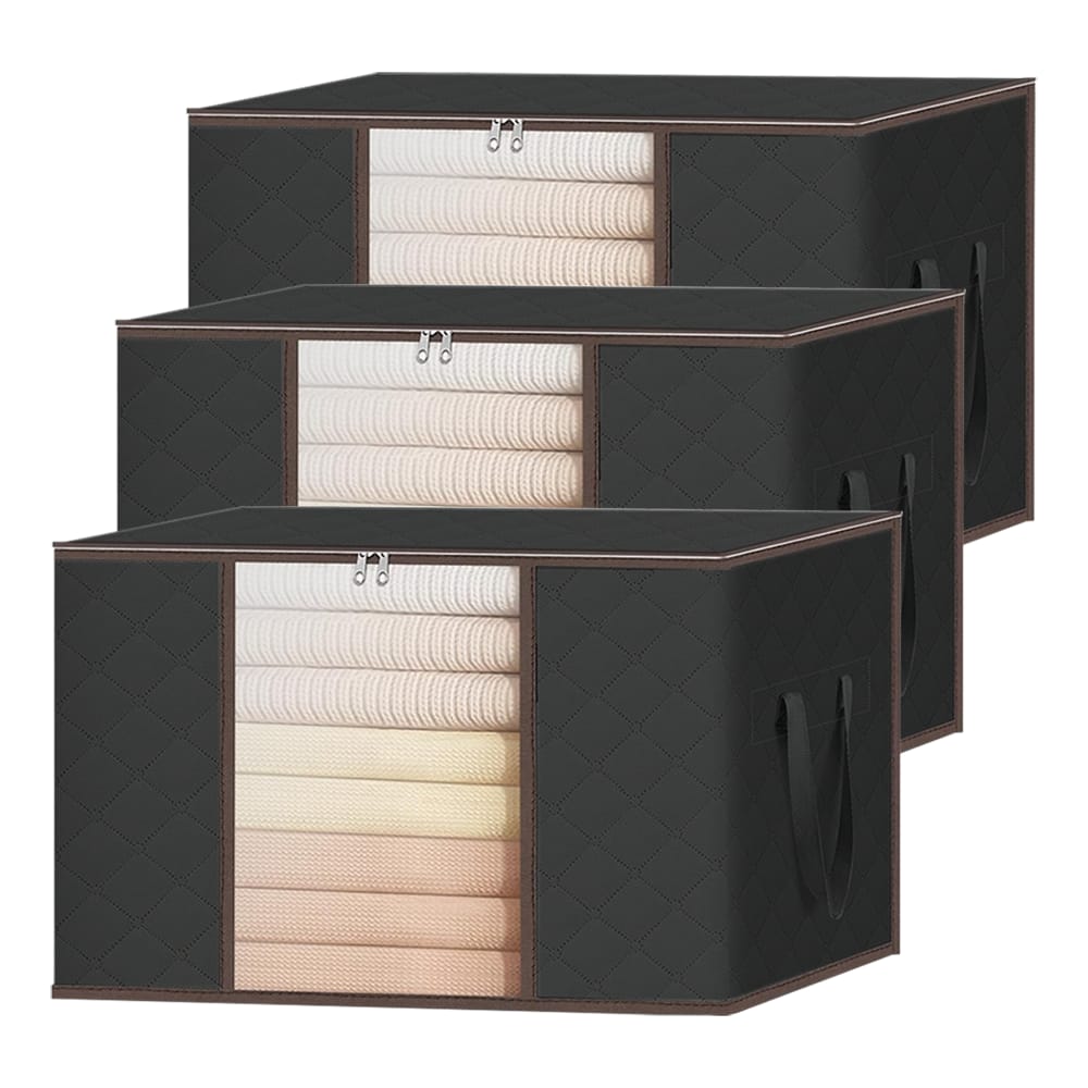 Set 3 Cutii depozitare 84L pliabile cu fereastră transparentă 60x40x35 cm