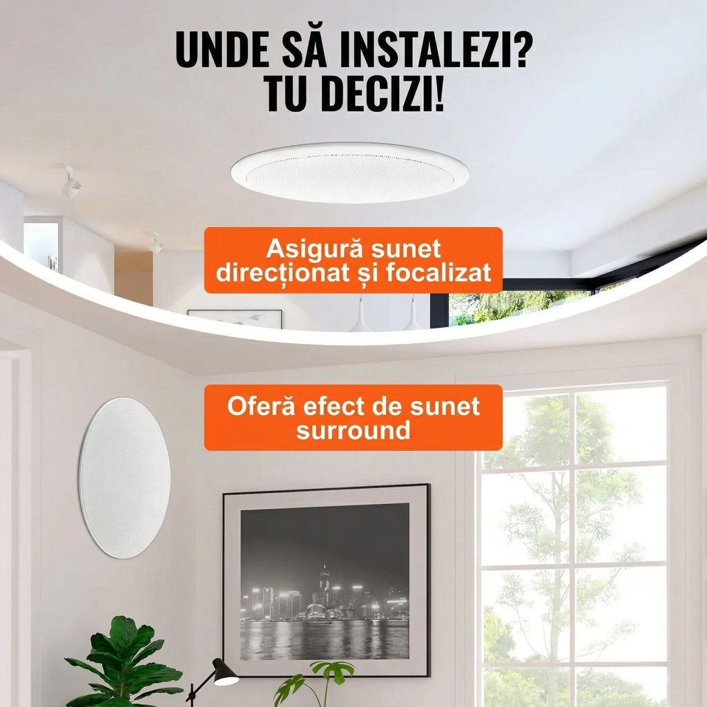 Set 4 Boxe Incastrabile pentru Tavan Si Perete – 8 inch, 20W, Alb