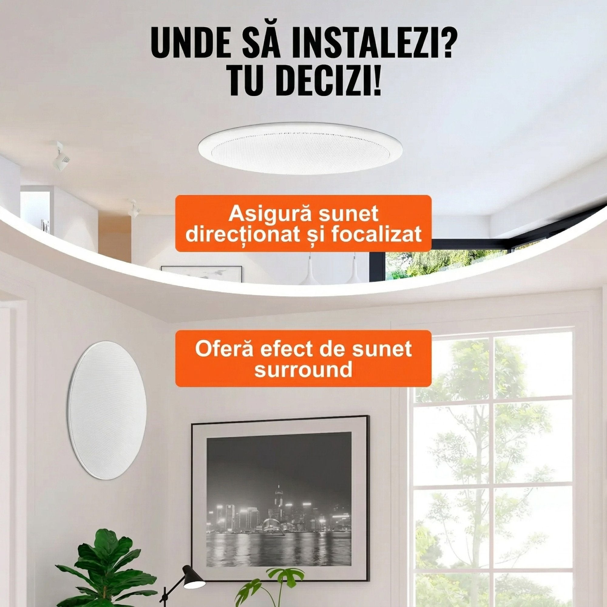Set 4 Boxe Incastrabile pentru Tavan Si Perete – 8 inch, 20W, Alb