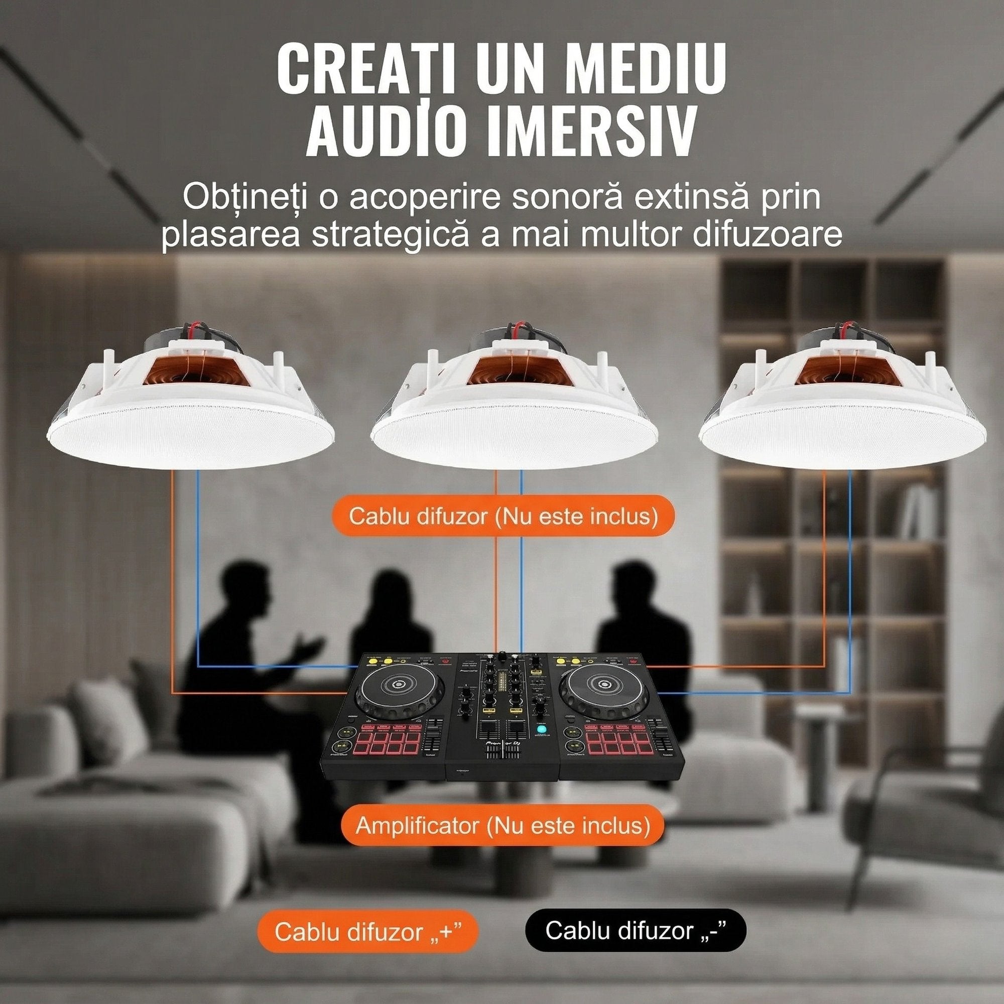 Set 4 Boxe Incastrabile pentru Tavan Si Perete – 8 inch, 20W, Alb