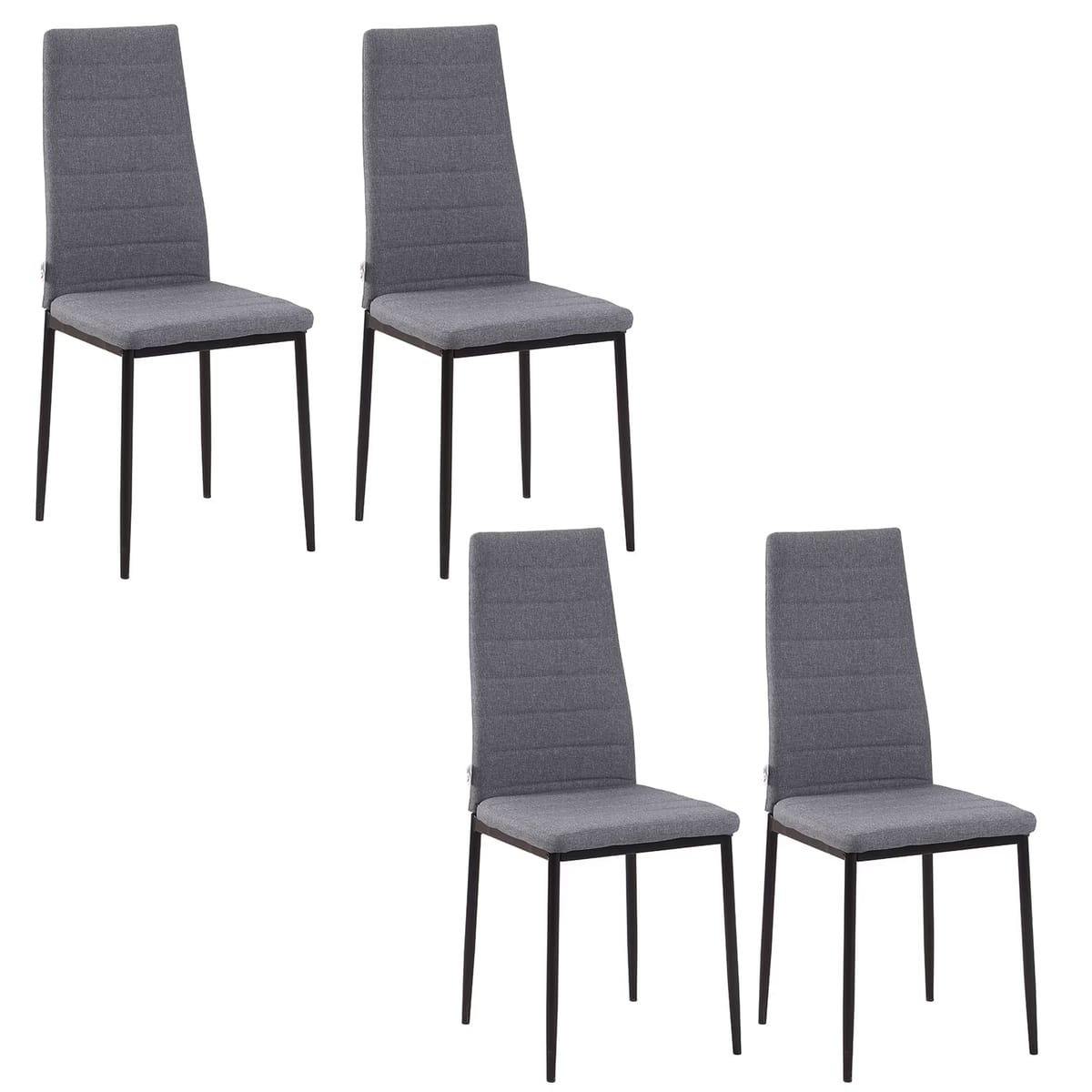 Set 4 Scaune Living, Tapitate Textil, Picioare Metal, Design Ergonomic, Gri