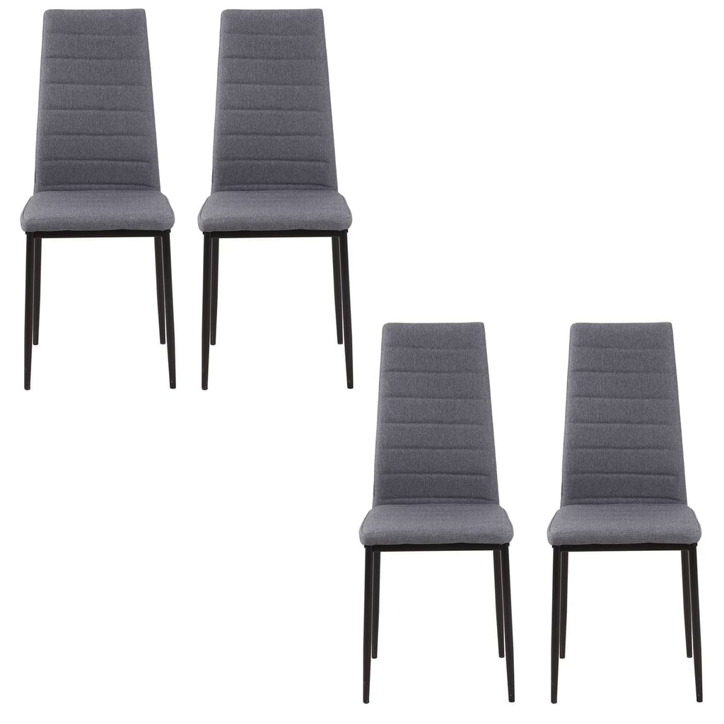 Set 4 Scaune Living, Tapitate Textil, Picioare Metal, Design Ergonomic, Gri