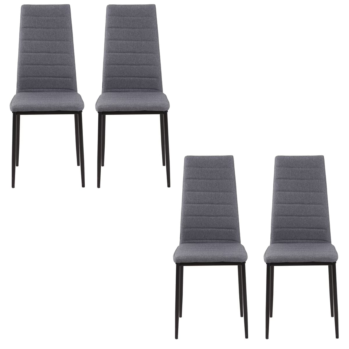 Set 4 Scaune Living, Tapitate Textil, Picioare Metal, Design Ergonomic, Gri