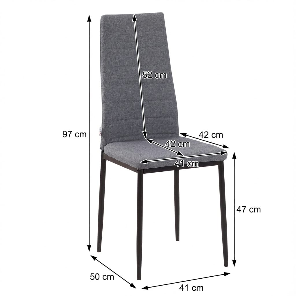 Set 4 Scaune Living, Tapitate Textil, Picioare Metal, Design Ergonomic, Gri