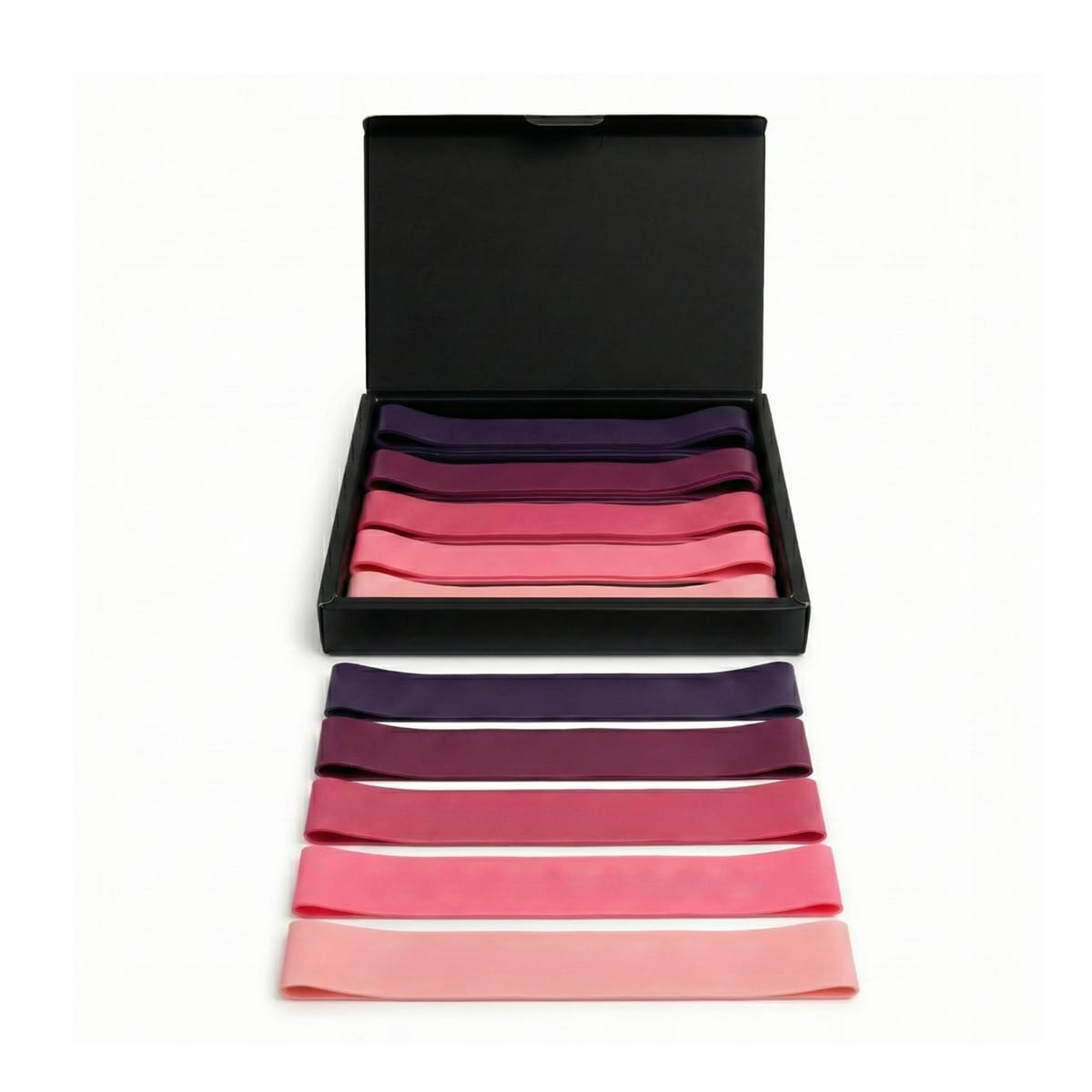 Set 5 Benzi Elastice Fitness, Mini Power Band, Latex Natural, 5 Niveluri Rezistenta, Yoga & Pilates