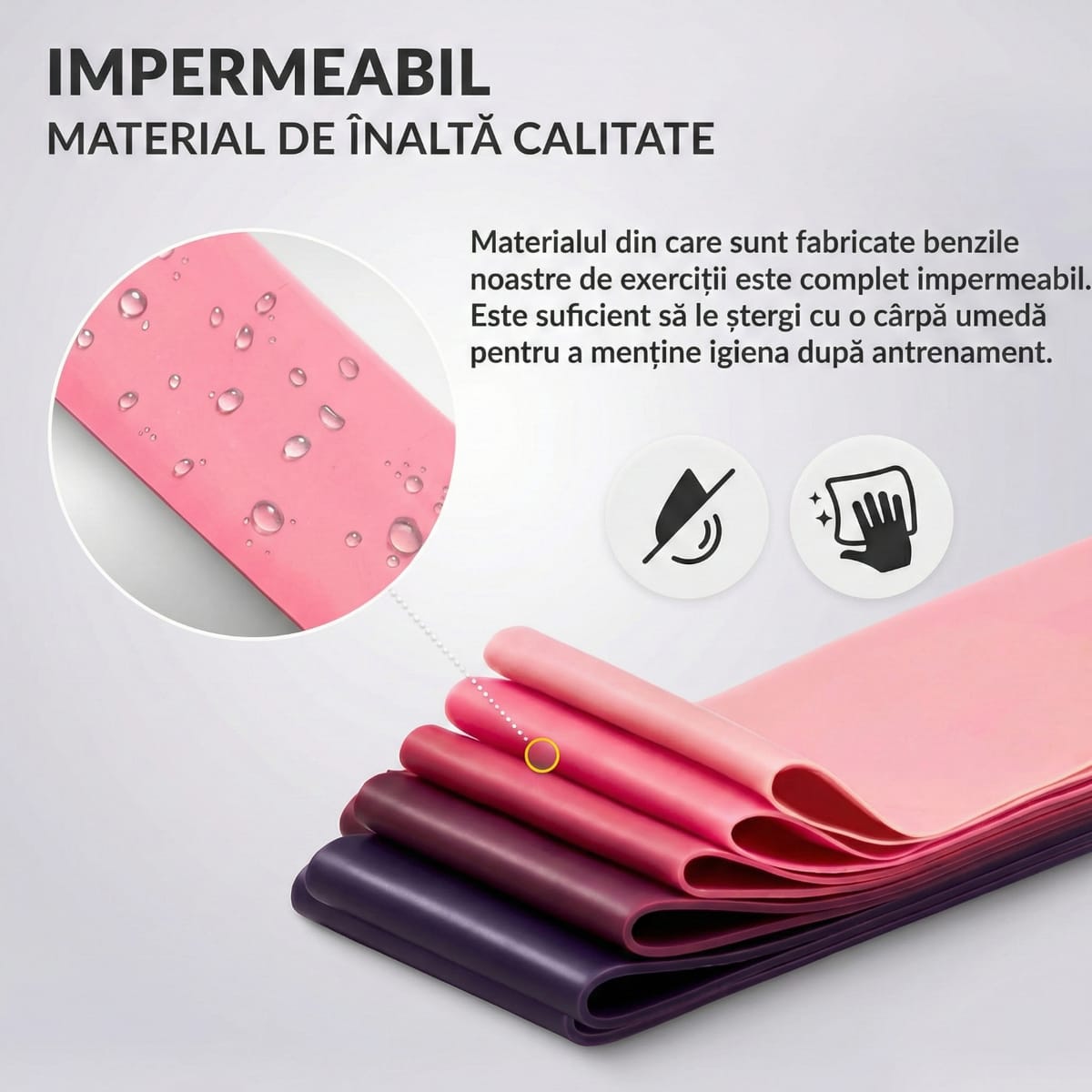 Set 5 Benzi Elastice Fitness, Mini Power Band, Latex Natural, 5 Niveluri Rezistenta, Yoga & Pilates