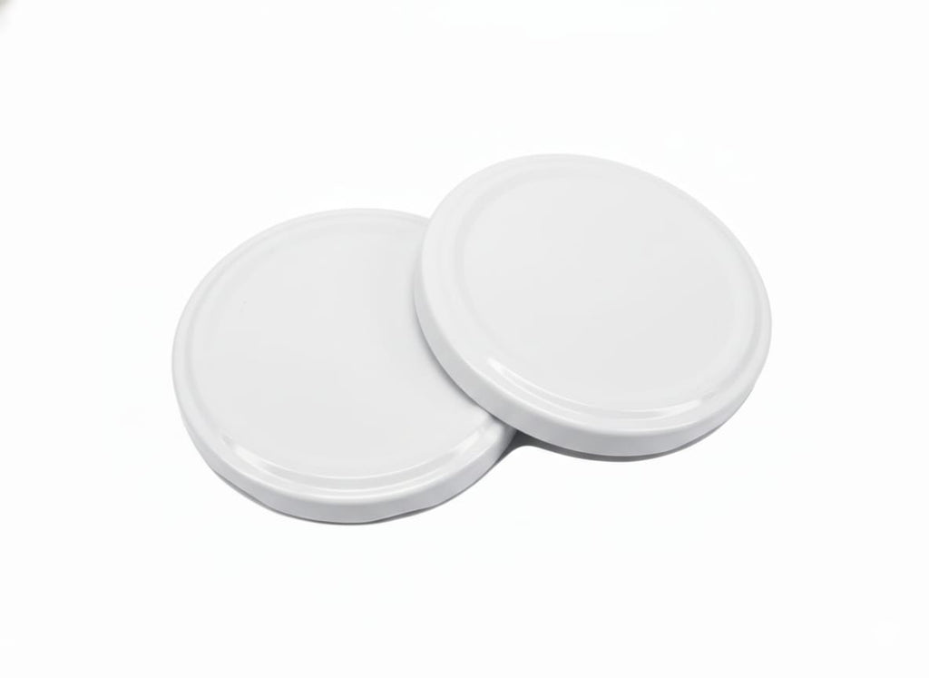 Set 50 capace pentru borcane, albe, capace metalice pentru conserve si dulceturi, 65 mm