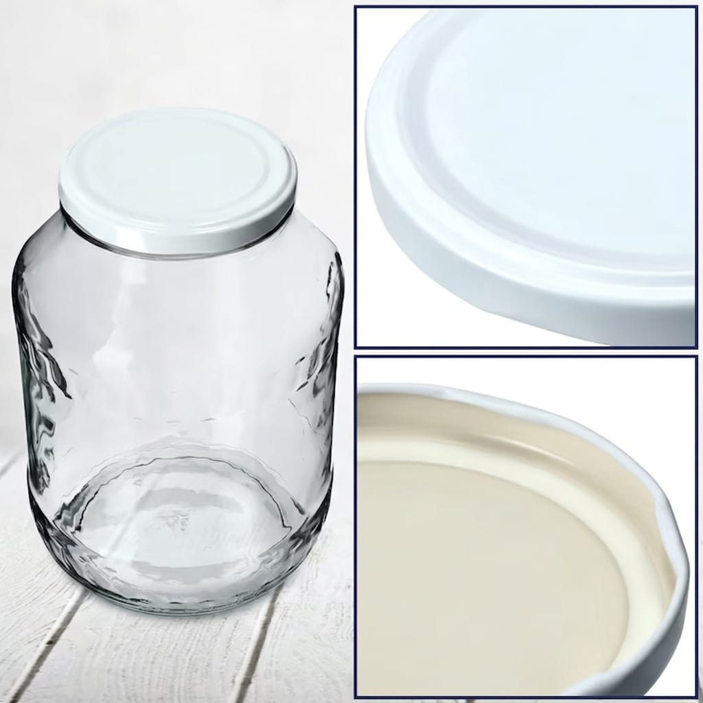Set 50 capace pentru borcane, albe, capace metalice pentru conserve si dulceturi, 65 mm