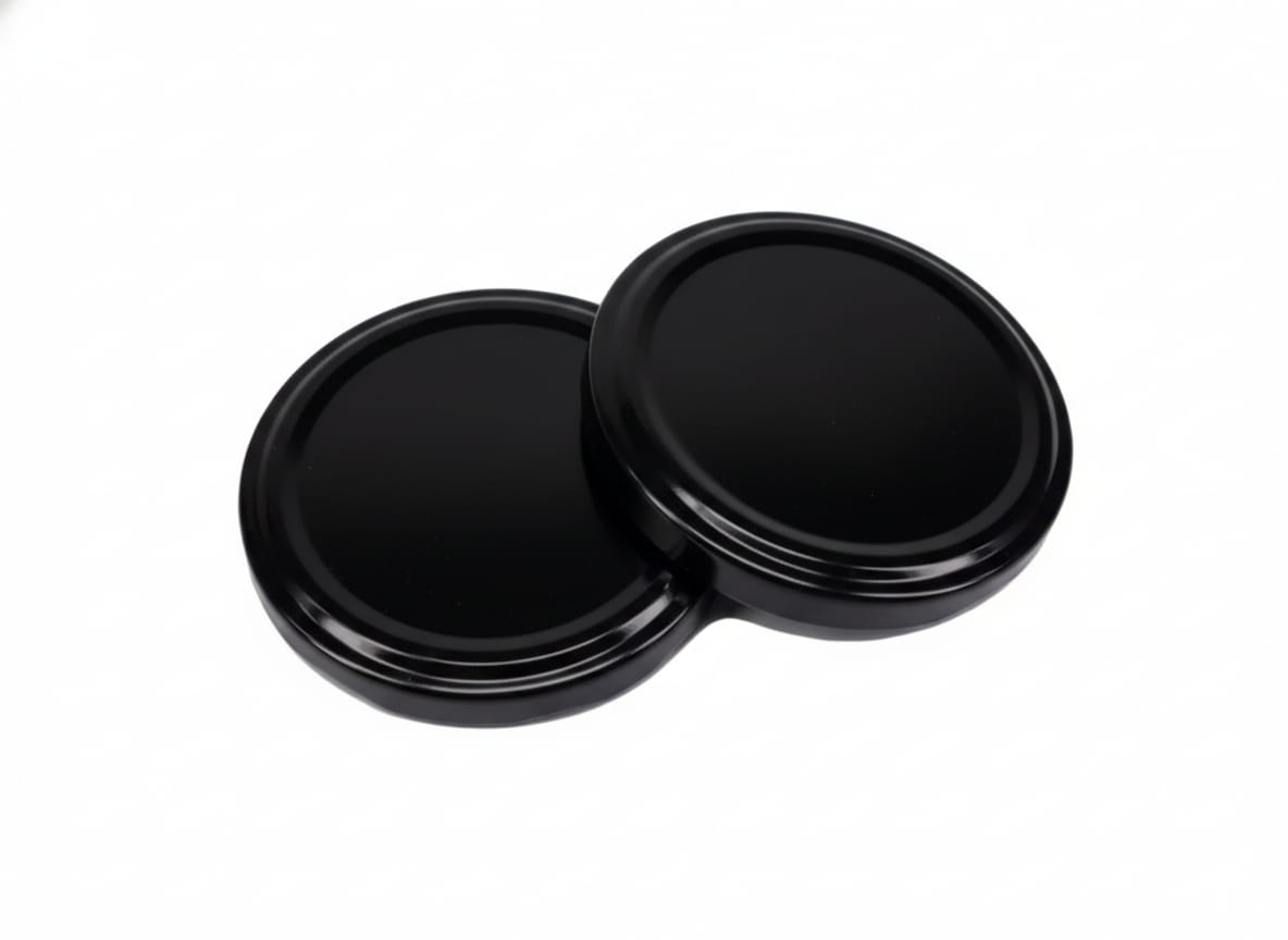 Set 50 capace pentru borcane, negre, etansare sigura pentru conserve si dulceturi, 68 mm