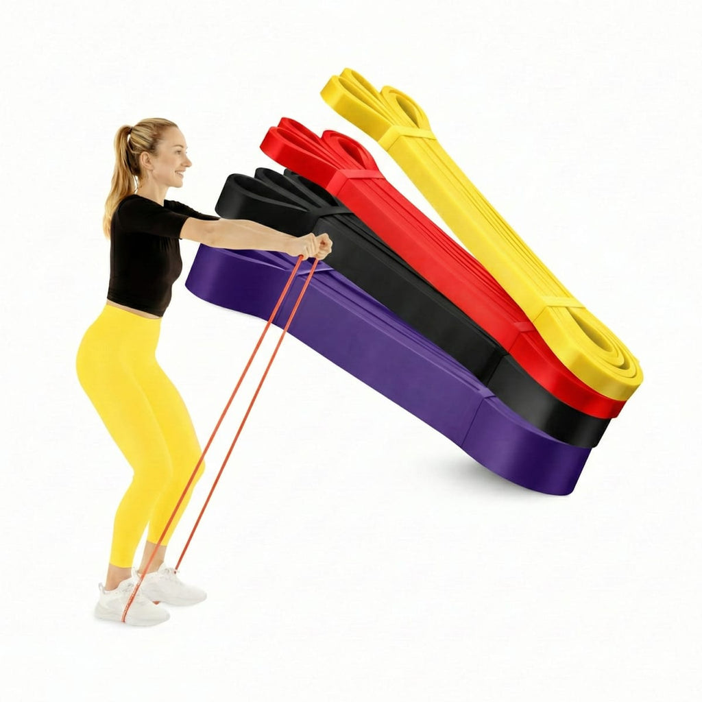 Set de 4 Elastice de Rezistență FitBase, Latex Natural, Antrenament Versatil