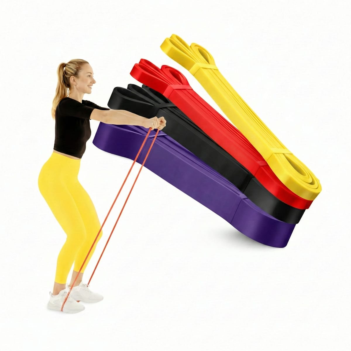 Set de 4 Elastice de Rezistență FitBase, Latex Natural, Antrenament Versatil