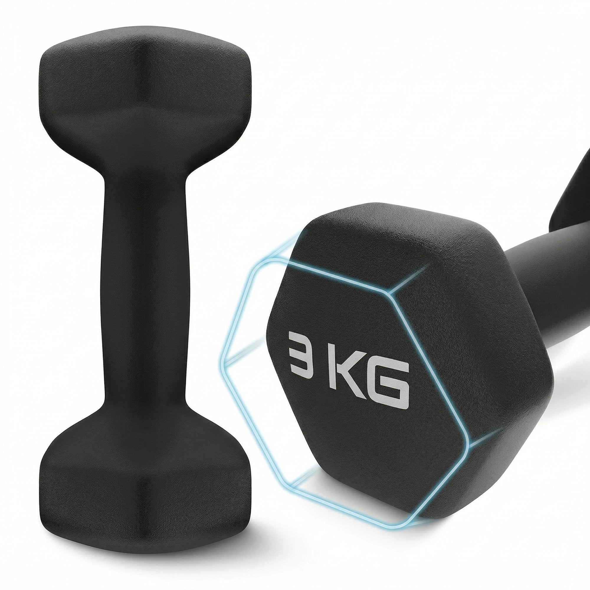 Set Gantere Fitness 12 kg cu Suport – 6 Greutati din Fonta si PVC
