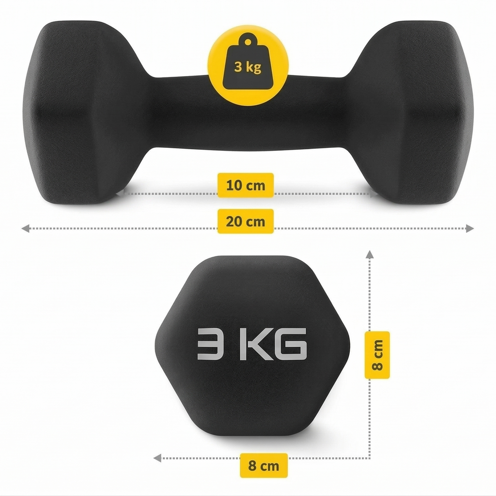 Set Gantere Fitness 12 kg cu Suport – 6 Greutati din Fonta si PVC