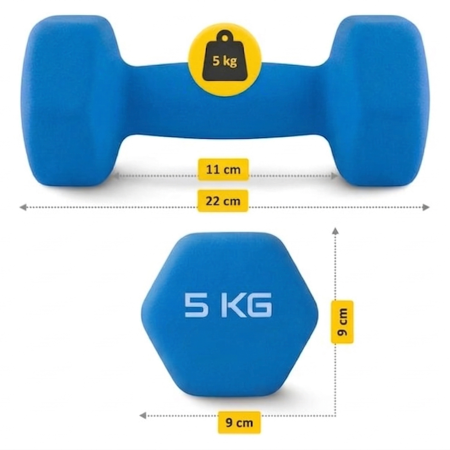 Set Gantere Fitness 7 kg cu Suport – 6 Greutati din Fonta si Neopren/PVC