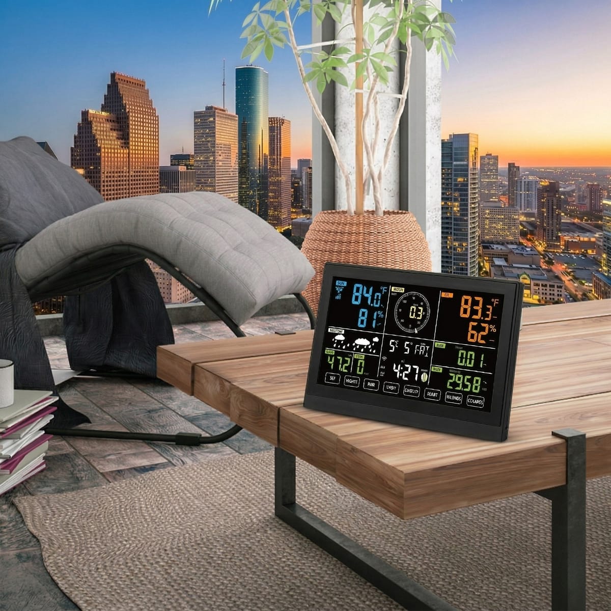 Statie Meteo Wi-Fi 7-în-1 cu Senzor Solar – Ecran Color 19 cm, Monitorizare Aplicatie