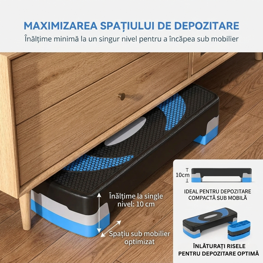 Stepper Fitness pentru Aerobic, Reglabil pe 3 Inaltimi 10-15-20 cm