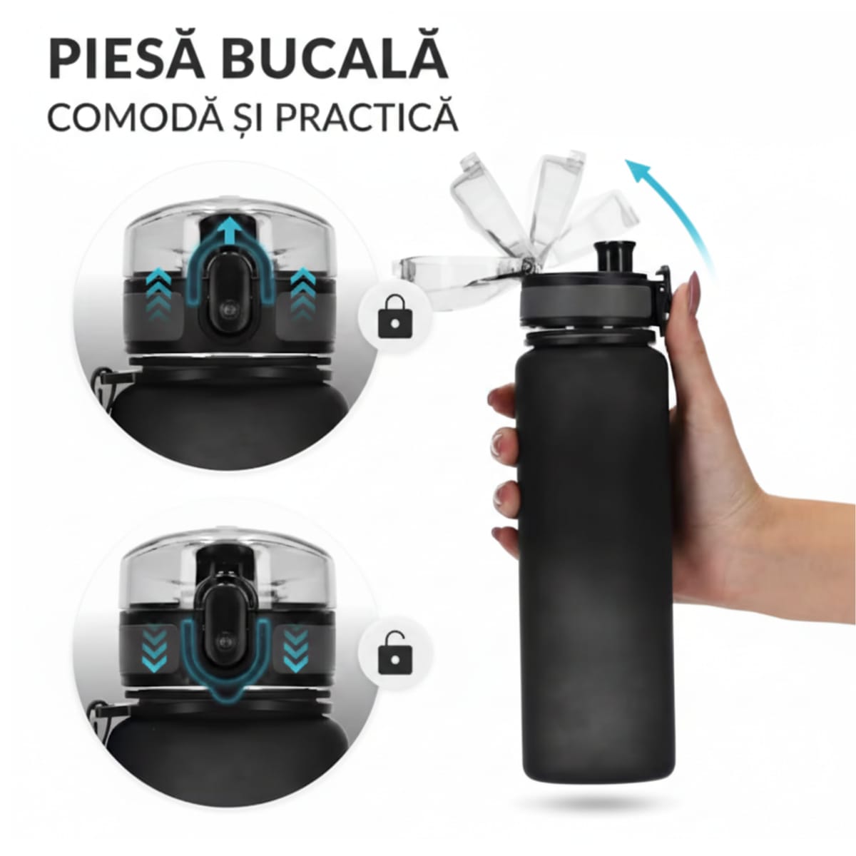 Sticlă de Apă 650 ml Tritan - Rezistentă la Șocuri, Ideală pentru Fitness