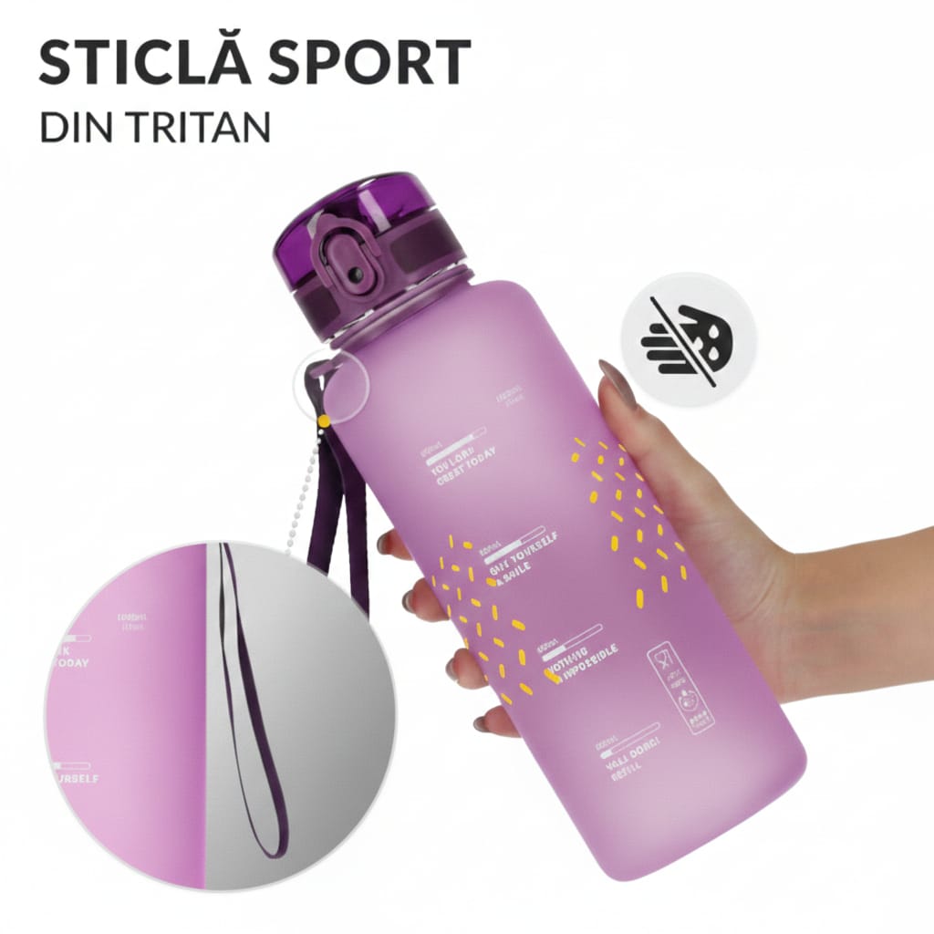 Sticla sport de apa, violet, 1000 ml