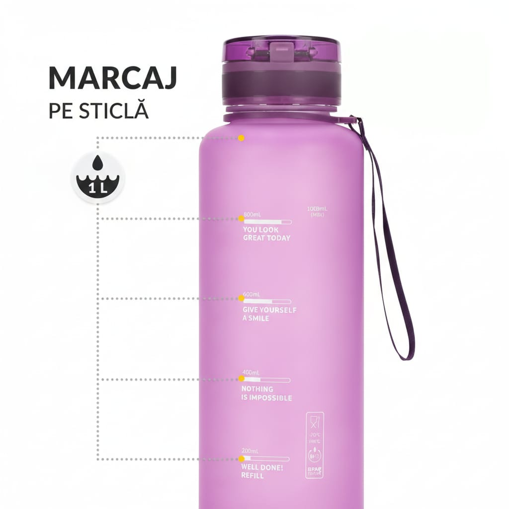 Sticla sport de apa, violet, 1000 ml