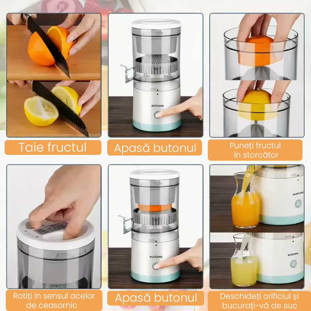 Storcător Automat Portabil cu Baterie USB și Bază Detașabilă