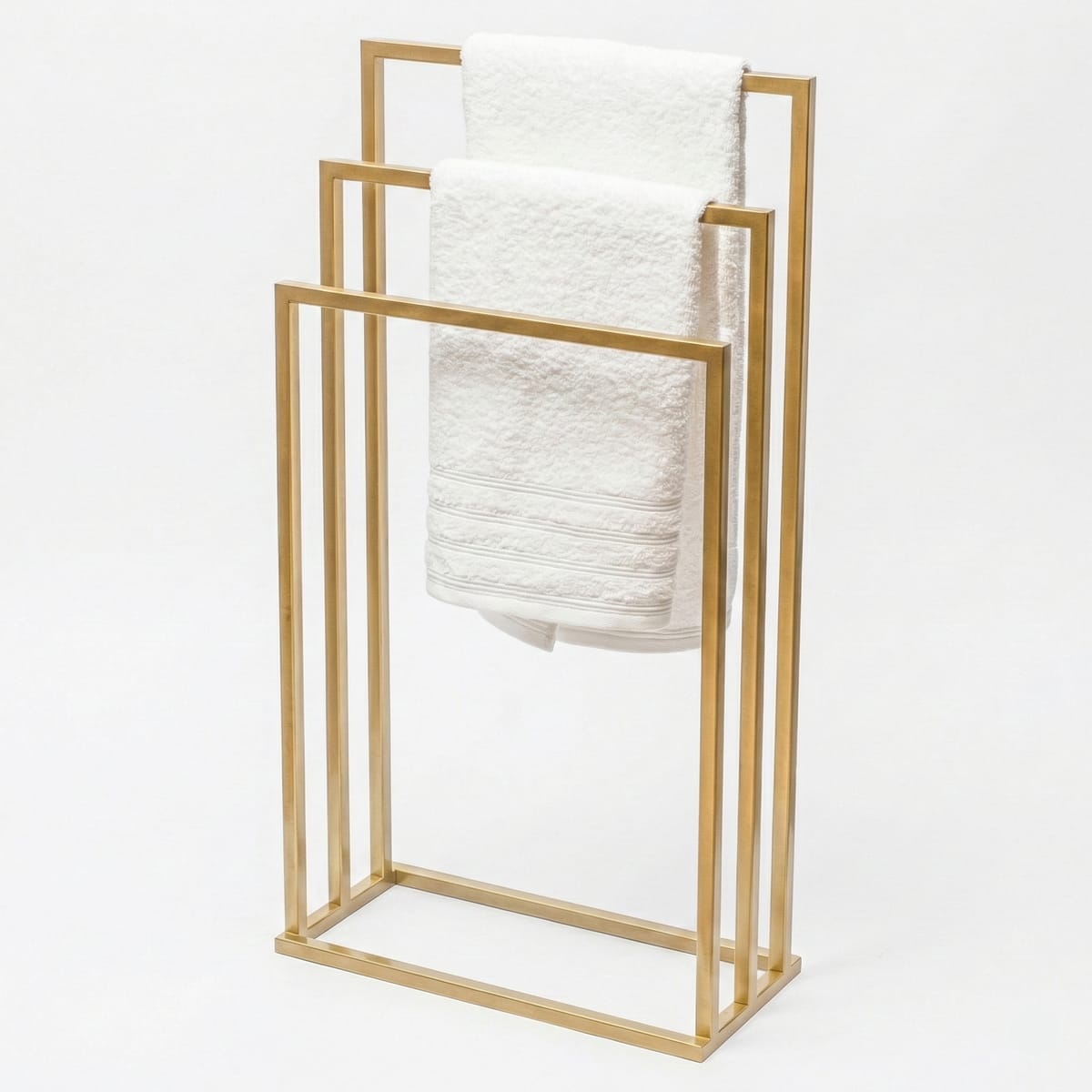 Suport pentru prosoape din metal, auriu mat, cu 3 bare, stabil si elegant