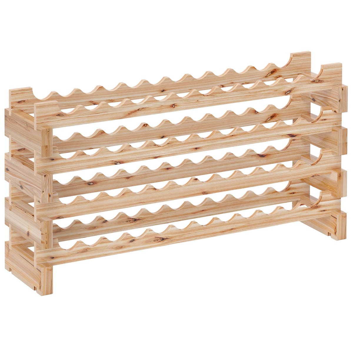 Suport Vinuri 4 Rafturi Lemn Brad Rustic, Design Modular Stabil