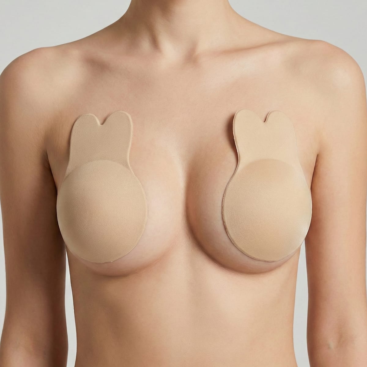 Sutien invizibil din silicon cu efect push-up, set adeziv reutilizabil, variantă bej