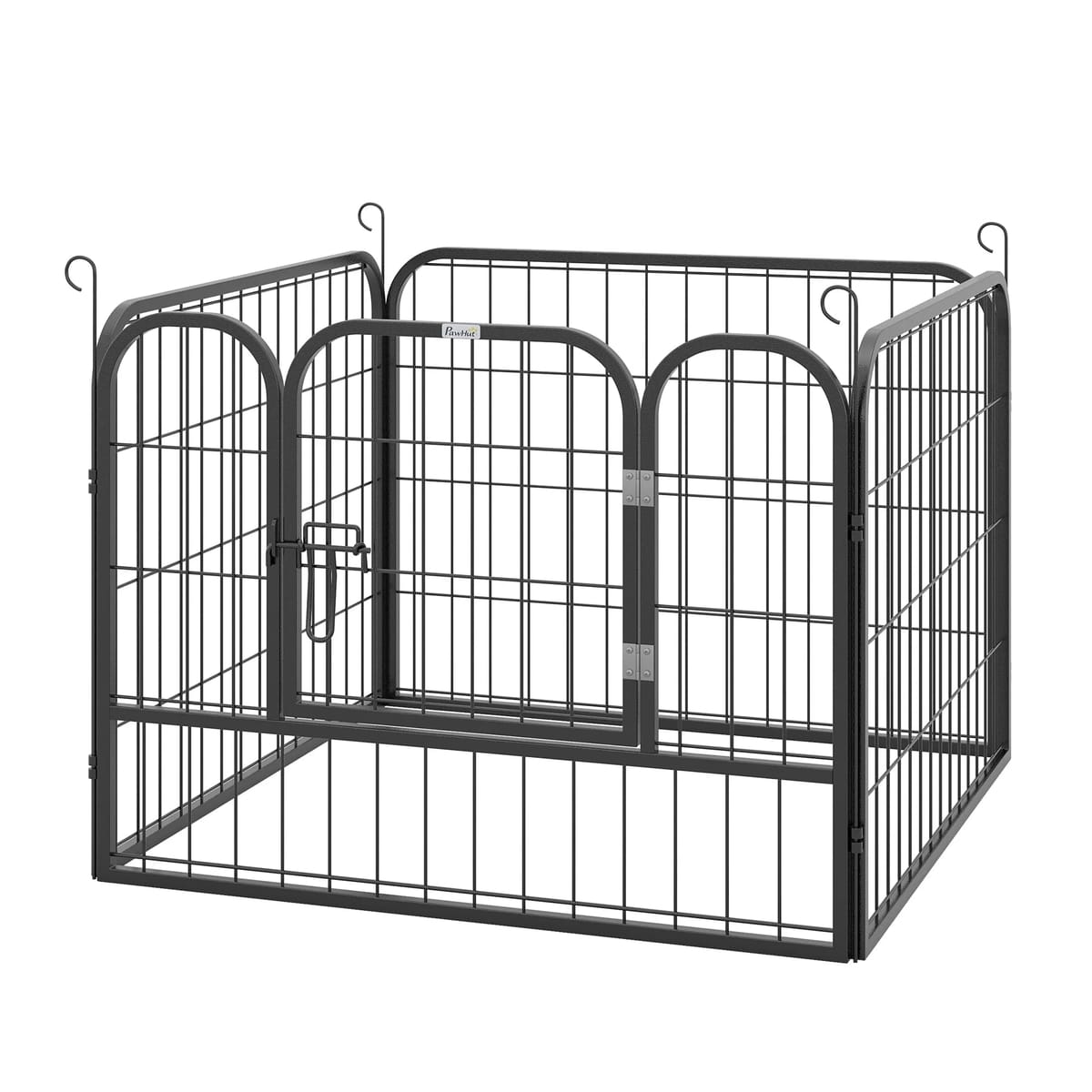Tarc metalic pliabil pentru câini, mărimea S, 82×82×60, culoare gri, siguranță sporită