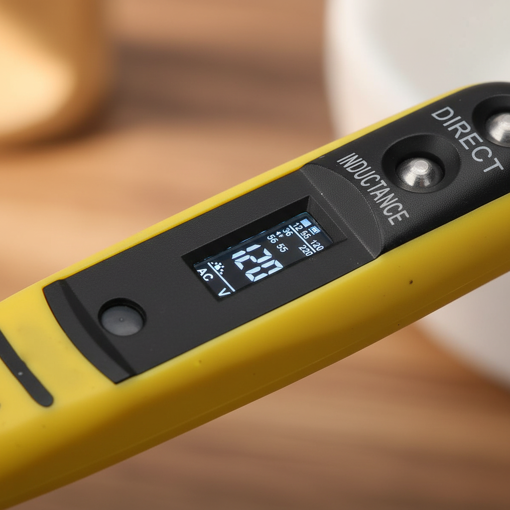 Tester tensiune digital cu ecran LCD, 12–250V, contact/inductiv