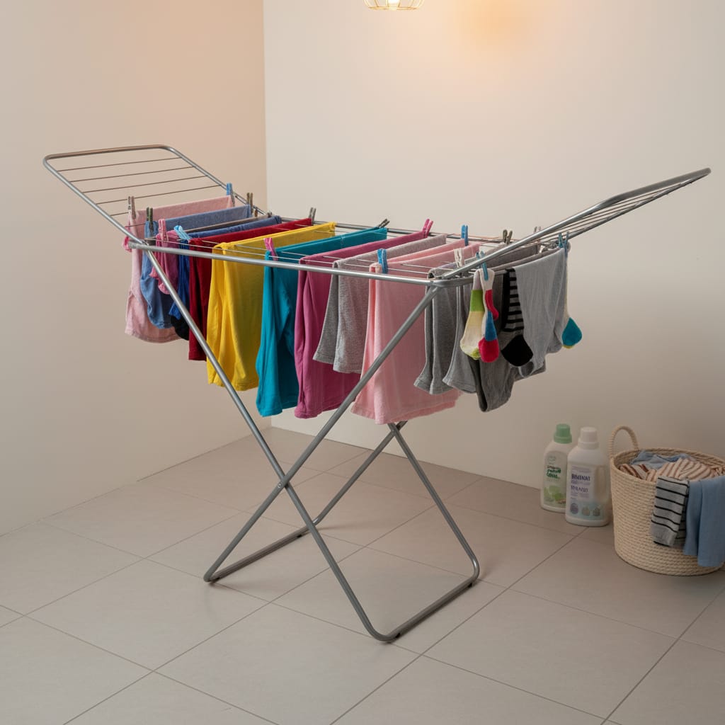 Uscător de Rufe Pliabil Metalic, 180x54x80 cm, Anticoroziune, Mecanism Blocare